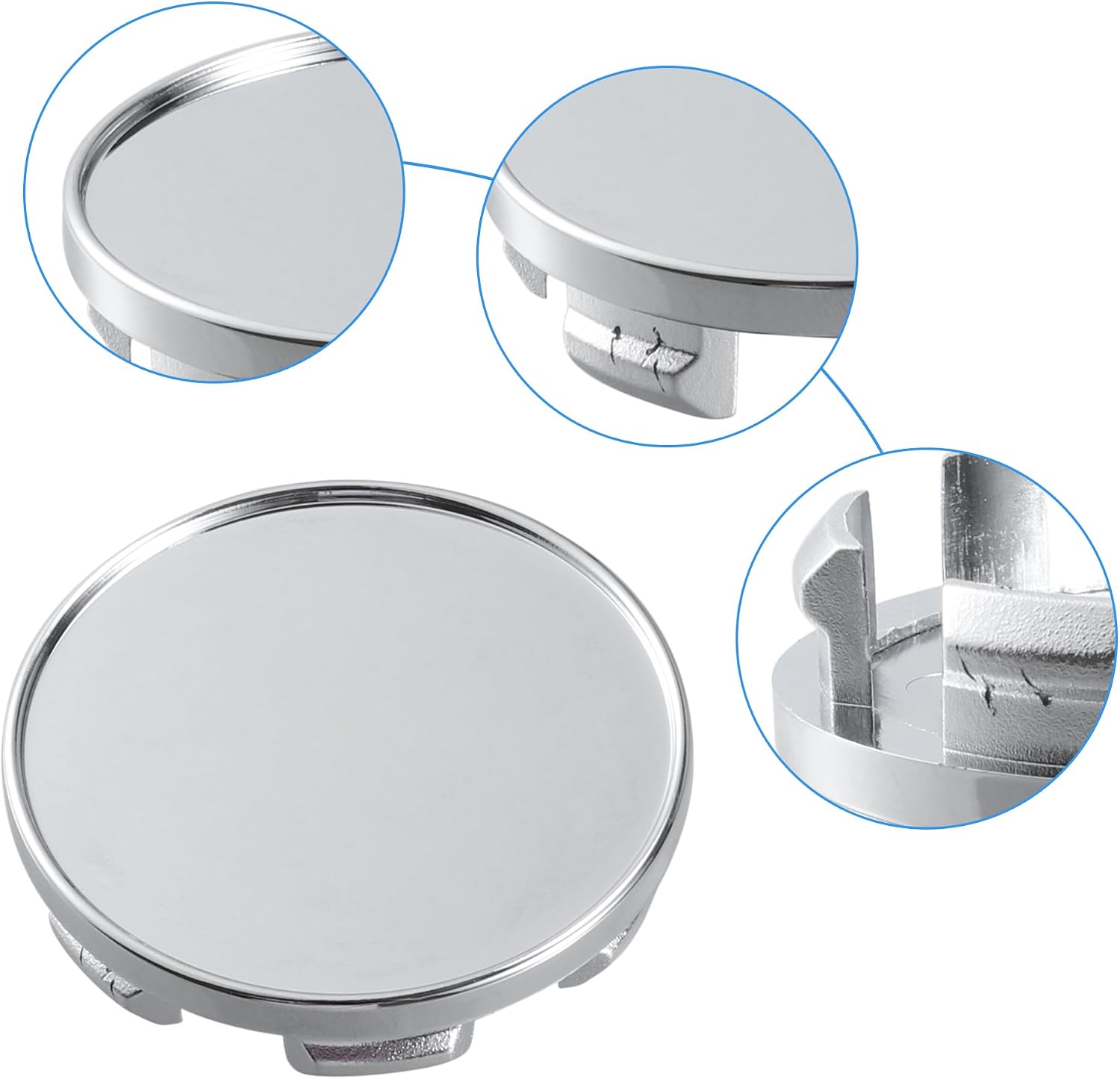 48mm Inner Diameter 6 Clips 53mm Overall Outer Diameter Wheel Rim Hub Center Caps Cover Silver Tone - Pack of 4 | 6