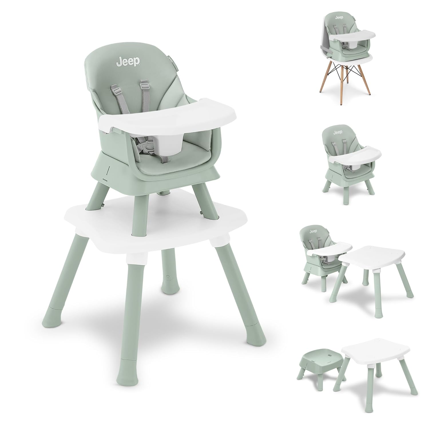 Jeep Milestone 6-in-1 High Chair by Delta Children - High Chair Converts to Stool, Booster Seat, Toddler Chair