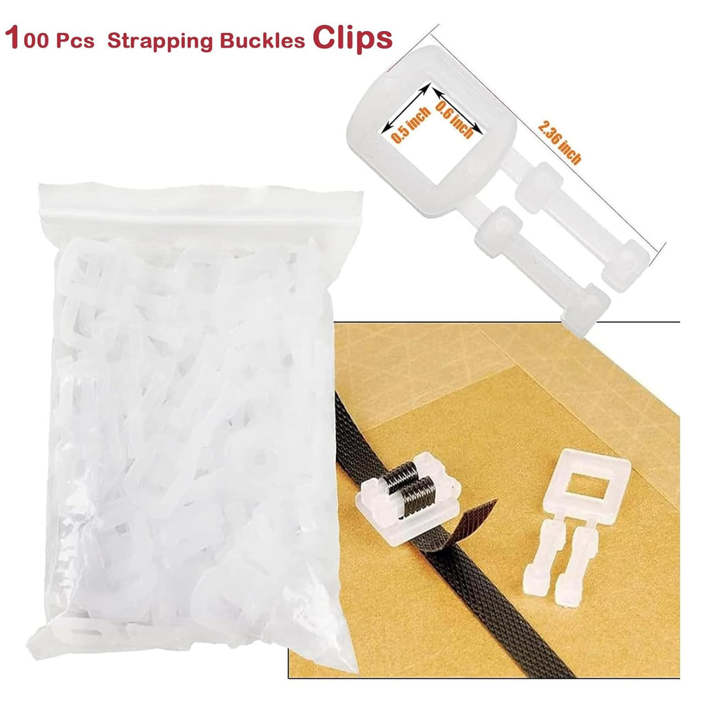 Manual Banding Strapping Kit, Box Packing Strapping Tool | 330 Ft Lenght Poly Strapping Belt and 100 Strapping