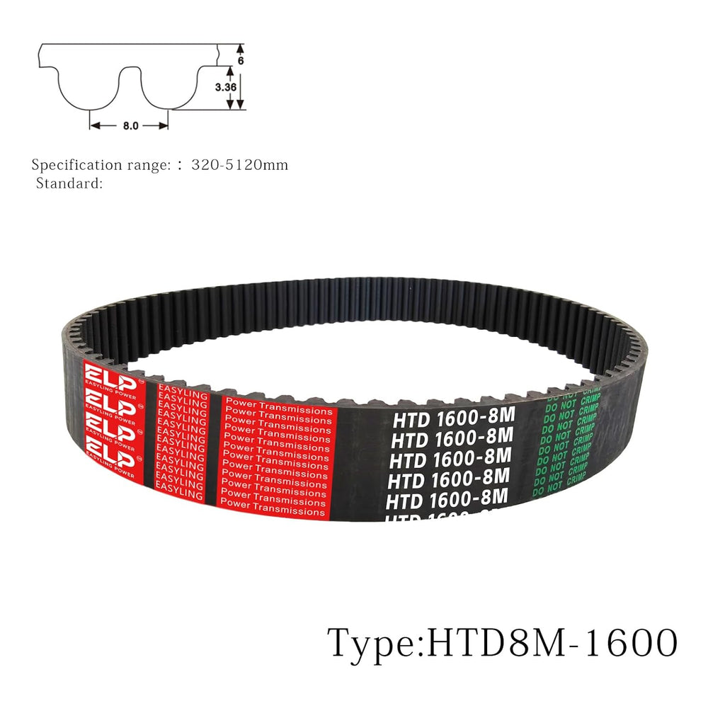 EASYLING Power 1600-8M-20 Endless Loop Rubber 8M Synchronous Belt