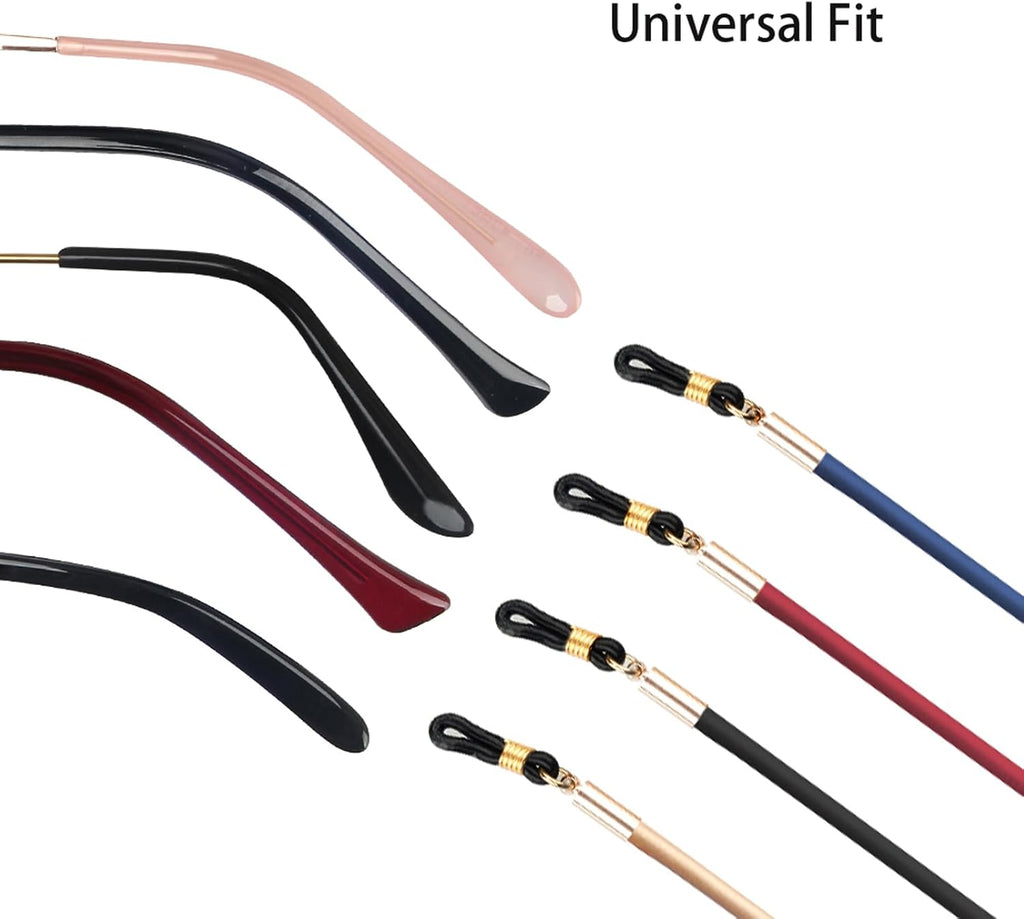 4 Pack Glasses Strap, PU Leather Eyeglass Retainer for Men Women | Ultra-Light 0.27oz Adjustable Silicone Loops with