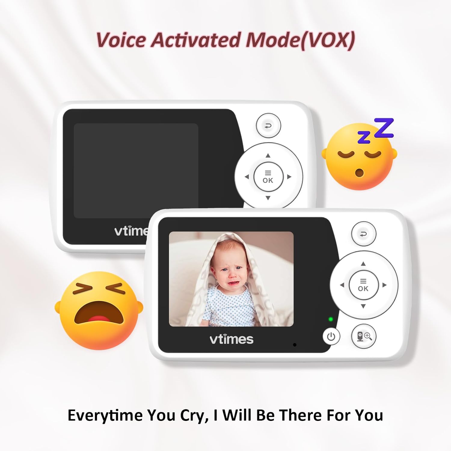 Baby Monitor with Camera and Audio, No WiFi, 2.4" LCD Screen, Two-Way Talk, Portable, Night Vision, 1000ft Range