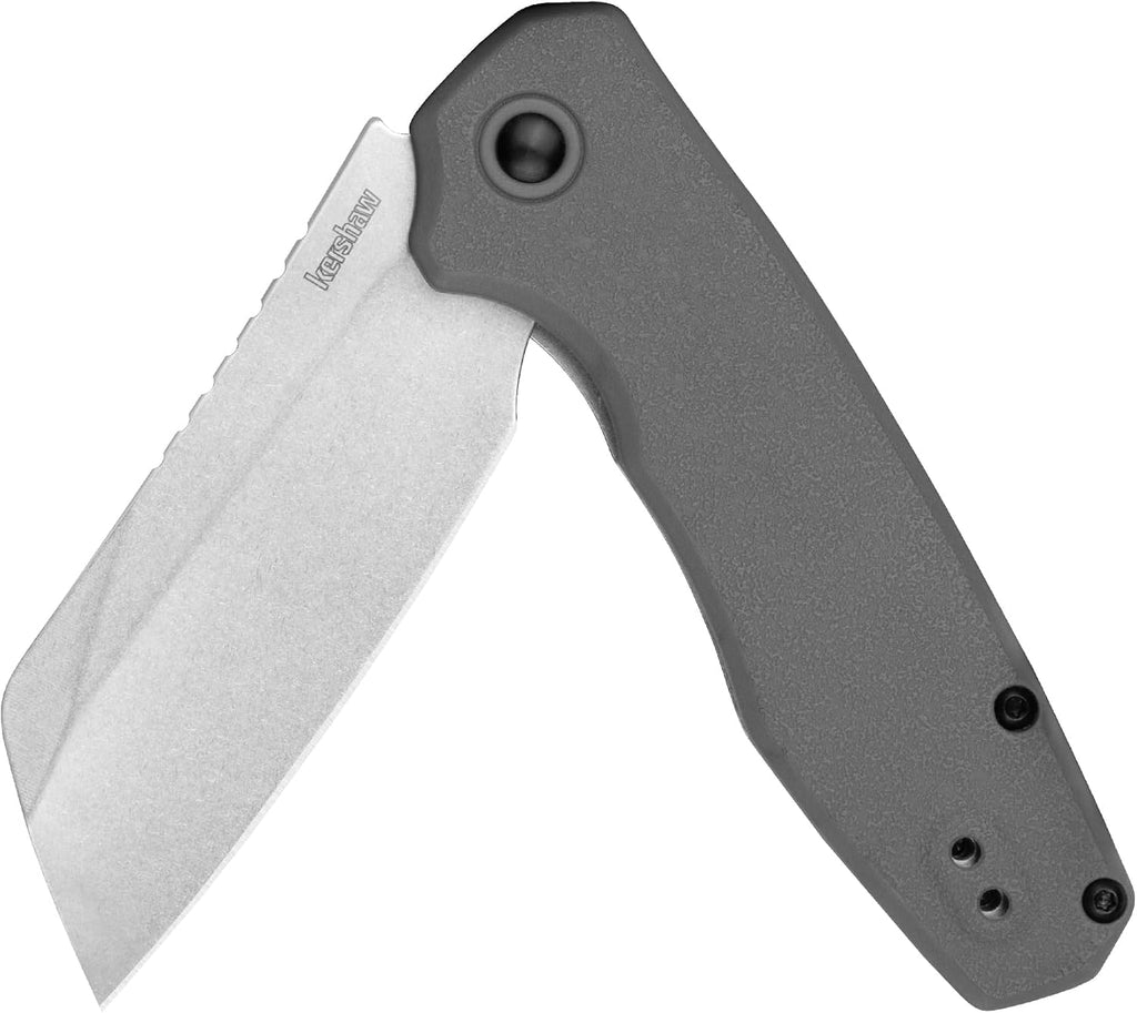 Wharf Pocket Knife, Gray, 2.8 Inch Cleaver Blade | EDC with Assisted Opening, Reversible Deep-Carry Pocketclip