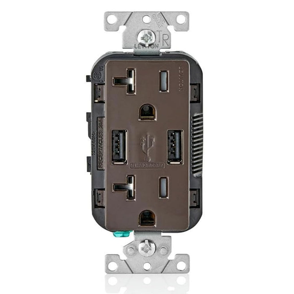 Leviton T5832-B Type-A USB in-Wall Charger with 20A Tamper-Resistant Outlet, USB Charger for Smartphones, Black