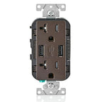 Leviton T5832-B Type-A USB in-Wall Charger with 20A Tamper-Resistant Outlet, USB Charger for Smartphones, Black