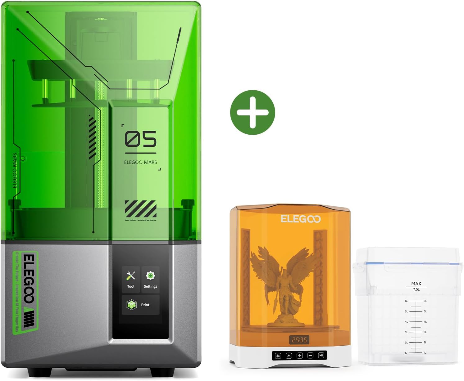 Mars 5 MSLA Resin 3D Printer and ELEGOO Mercury Plus 3.0 Larger Wash and Cure Station