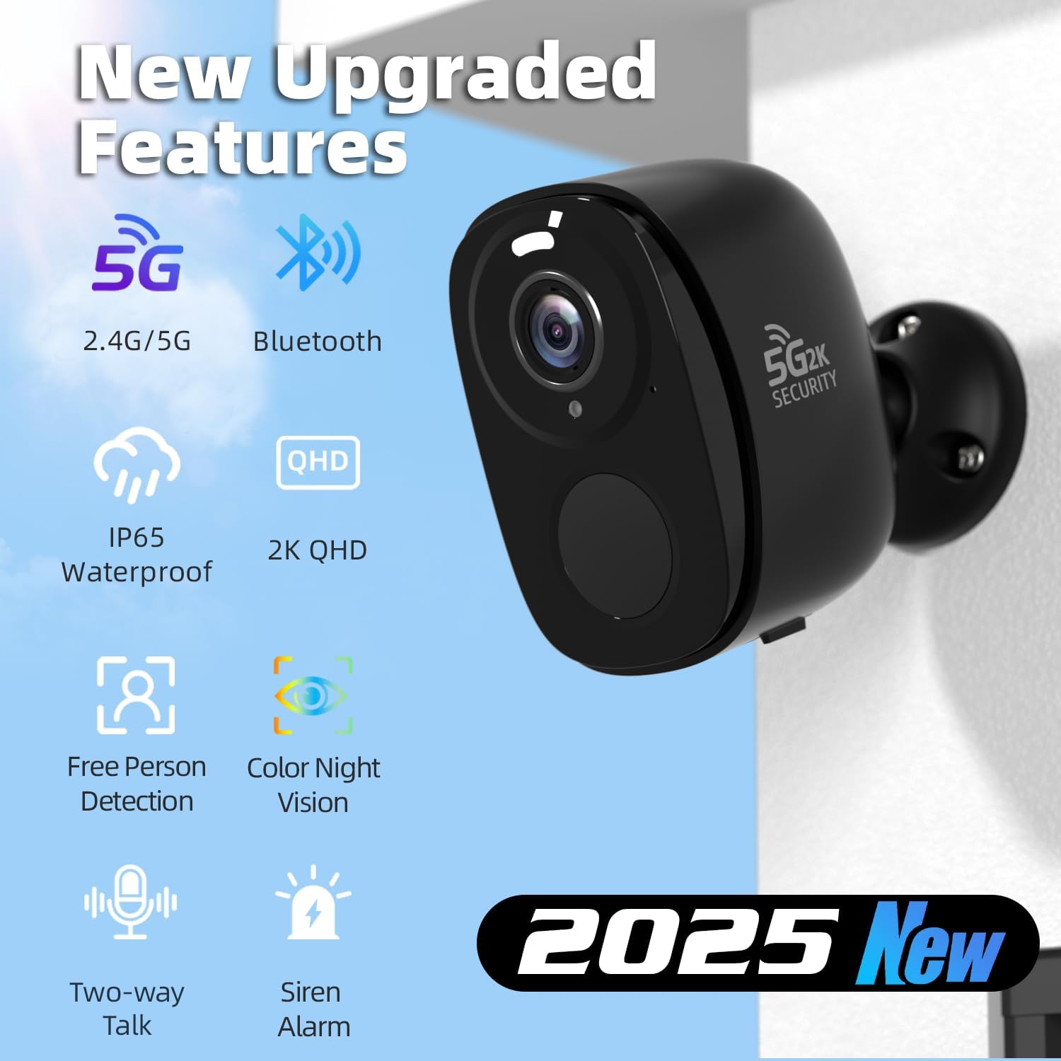 4Pack 5G/2.4G Security Cameras Wireless Outdoor,2K Battery Powered AI Motion Detection Siren Alarm WiFi Home Indoor