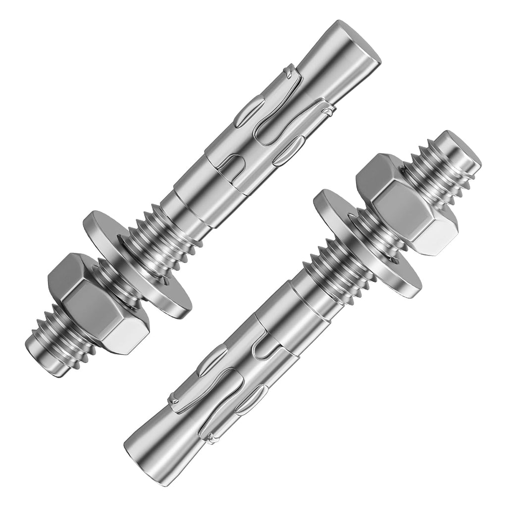 10Pcs 3/8x2-1/2 Inch Standard Fasteners for Heavy-Duty 304 Stainless Steel Wedge Anchors for Cement and Concrete