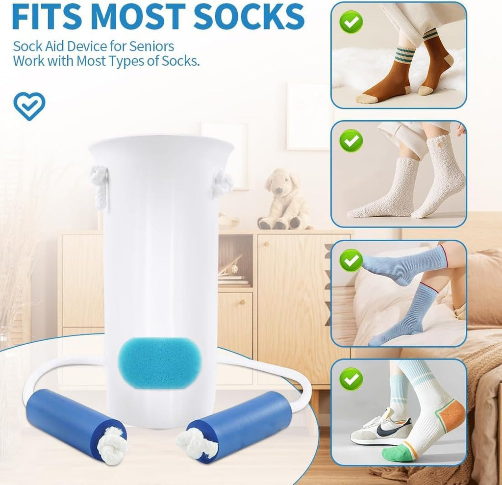 Sock Aid for Putting on Socks - Sock Aid Device for Seniors, Disabled, Pregnant - Sock Helper Easy On Easy Off - Sock