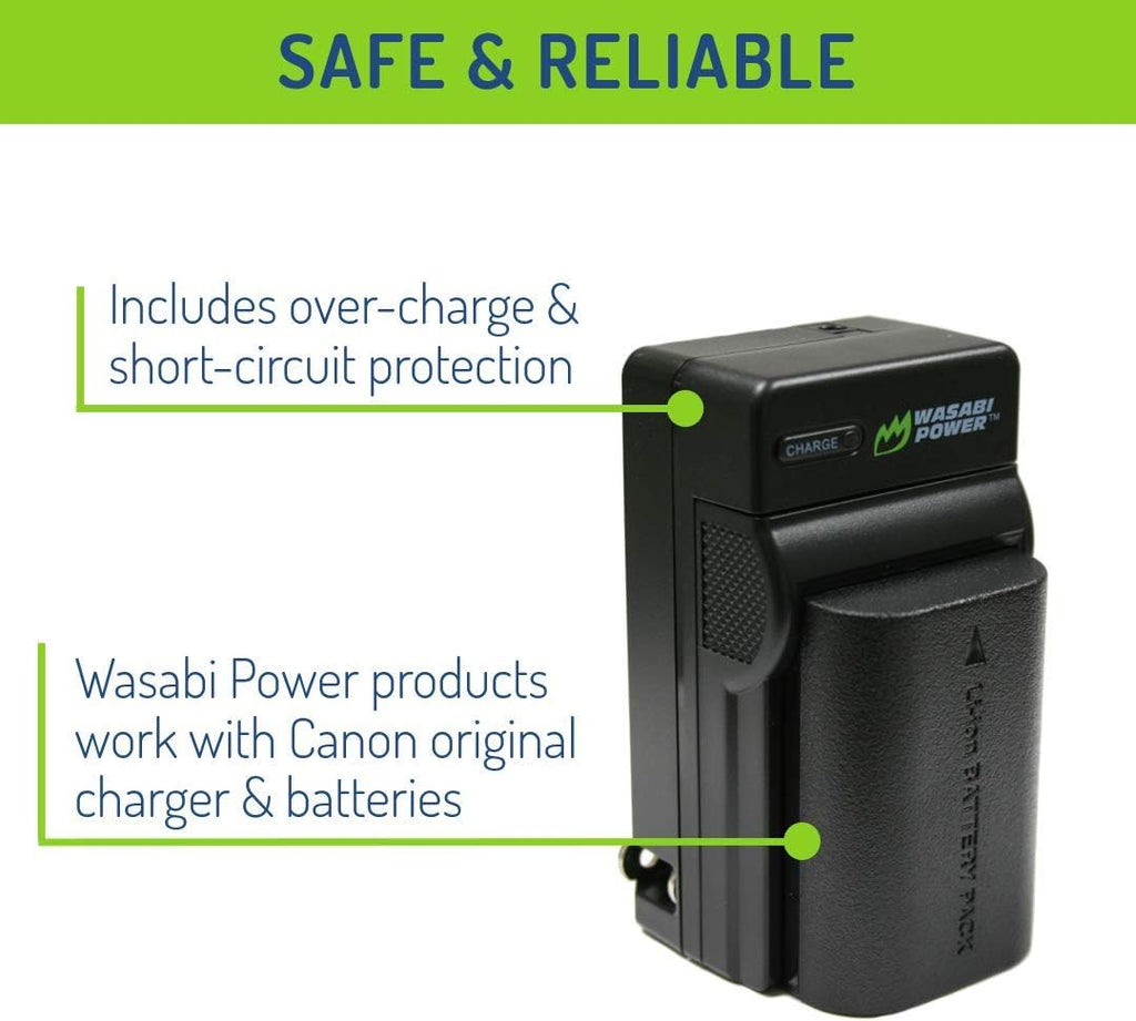 LP-E6, LP-E6N Battery (2-Pack) and Charger for Canon EOS 5D Mark II/III/IV, 5DS, 5DS R, 6D, 6D Mark II, 7D, 7D Mark