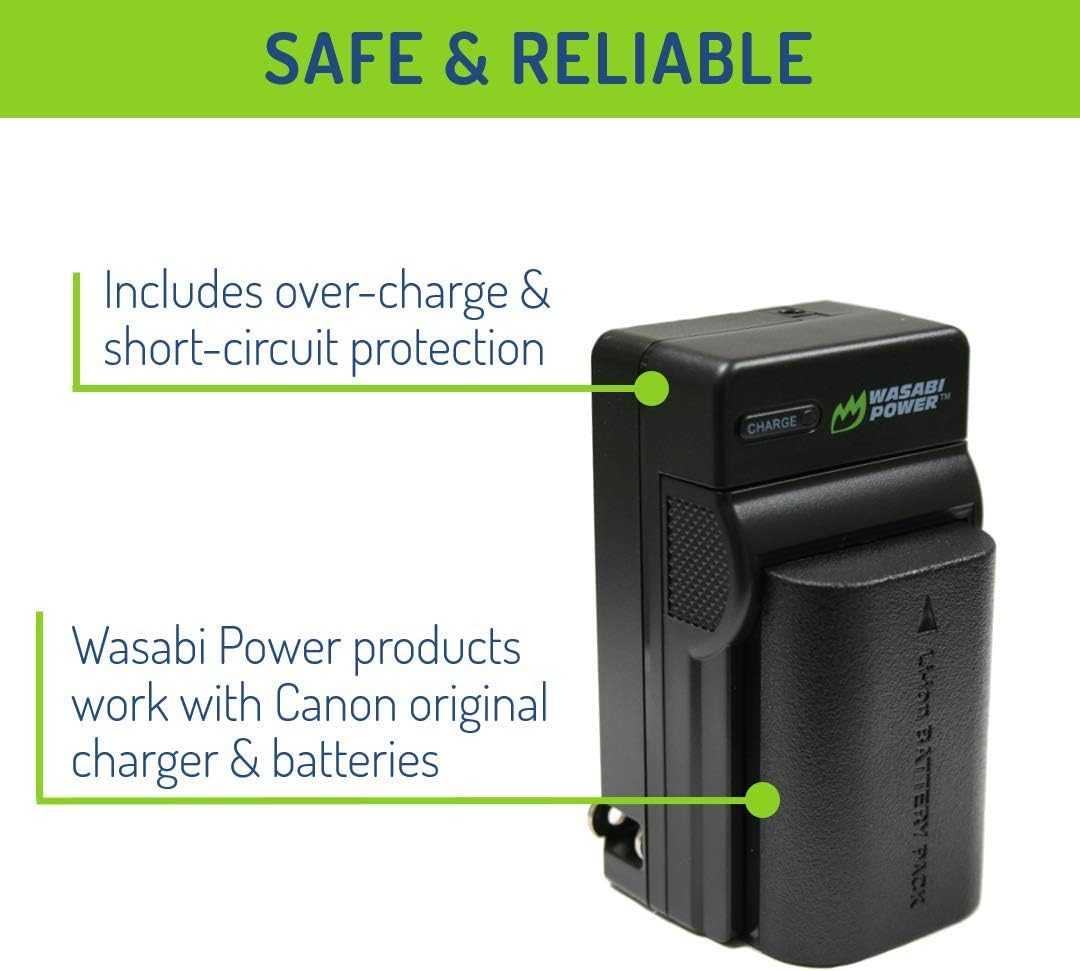 LP-E6, LP-E6N Battery (2-Pack) and Charger for Canon EOS 5D Mark II/III/IV, 5DS, 5DS R, 6D, 6D Mark II, 7D, 7D Mark