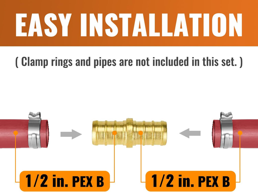 SUNGATOR 5-Pack 1/2 Inch PEX Coupling Fittings