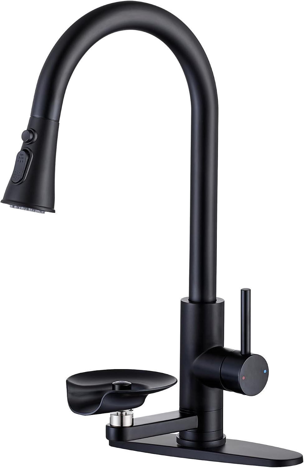 Kitchen Faucets with Glass Rinser Single Handle Kitchen Sink Faucet with Pull Out Sprayer, 1 or 3 Hole, High Arc Cup