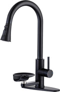 Kitchen Faucets with Glass Rinser Single Handle Kitchen Sink Faucet with Pull Out Sprayer, 1 or 3 Hole, High Arc Cup