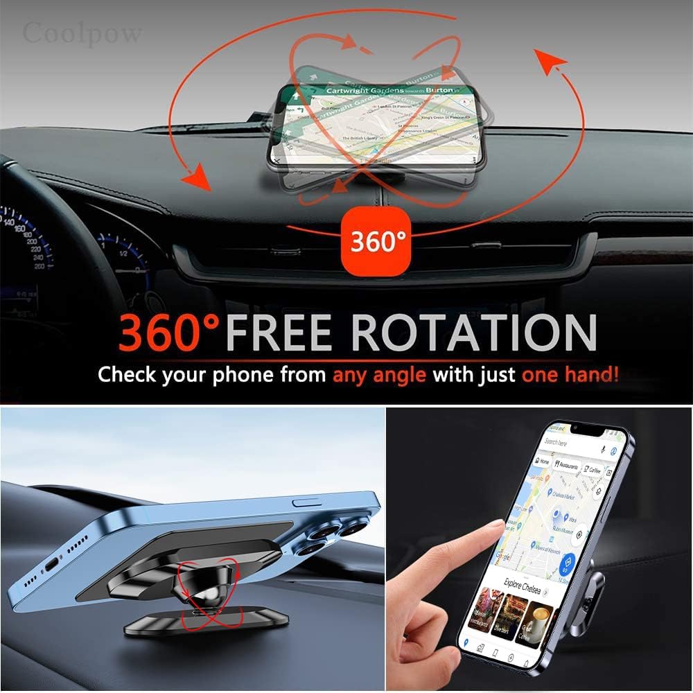 【2-Pack】 Magnetic Phone Holder for Car Dash【Strong Magnet】 Magnetic Car Phone Holder Mount 【4 Plate】 Phone Holders
