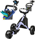 Golf Push Cart 3 Wheel, Foldable with One-Click Folding, Compact Golf Bag Cart, Wide EVA Wheels, Foot Brake, Elastic