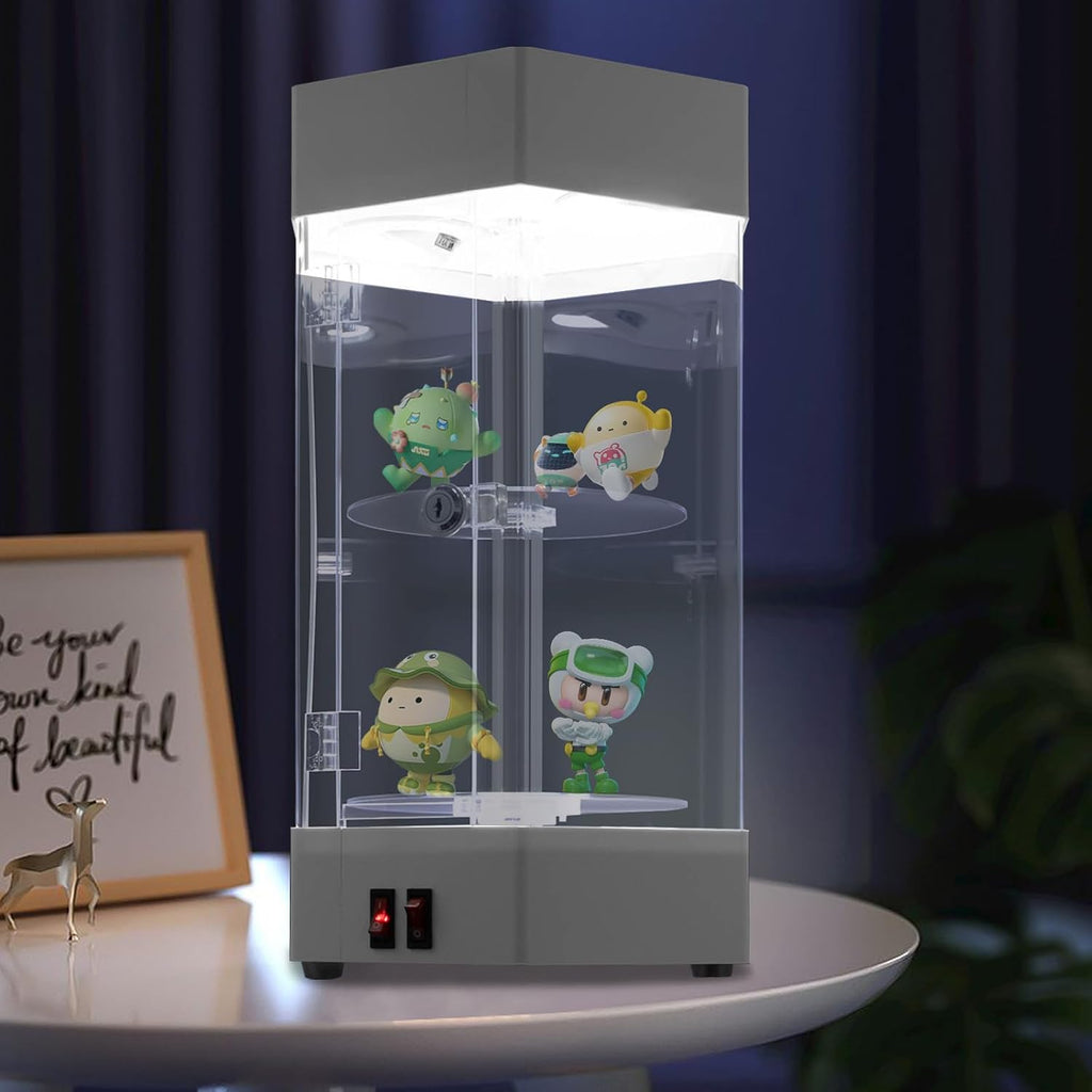 Electric Rotating Display Case Lockable Acrylic Jewelry Display Case Modern Collection Storage Display Cabinet