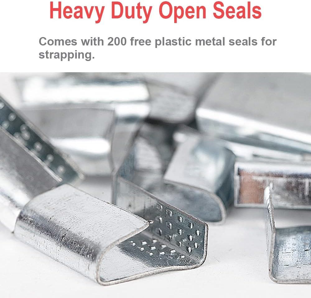 Binding Tool Kit for Strapping with 200 Strapping Seals | Poly Strapping Tensioner Cutter & Sealer Manual Banding