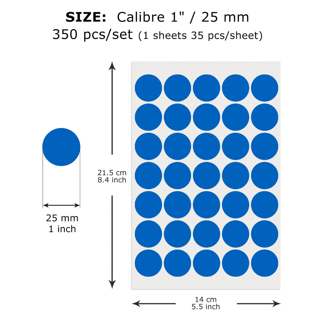 Blue Round Stickers 1 Inch Removable Vinyl Dot Labels 350 PCS