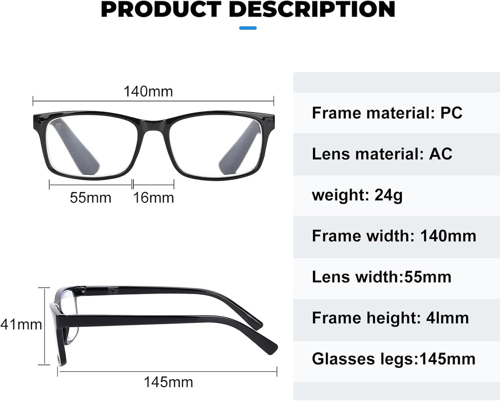 Reading Glasses,8 Pack Reading Glasses Blue Light Blocking for Men Women,Anti Eyestrain/Dryness/UV Lightweight Readers