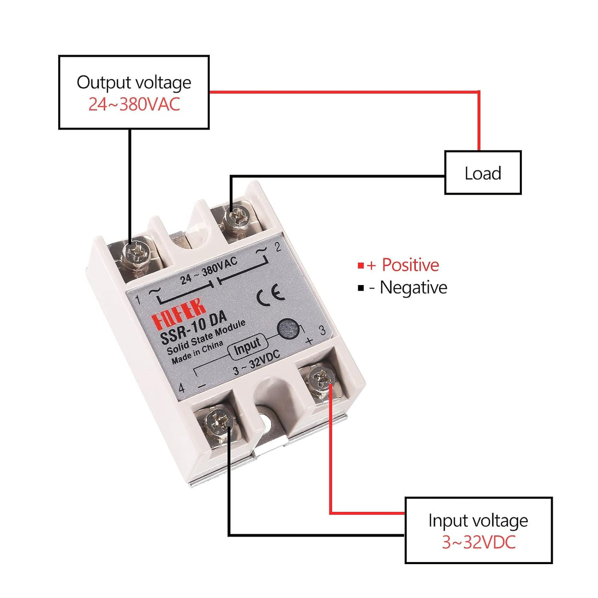 3pcs SSR-10DA Solid State Relay Single Phase Semi-Conductor Relay Module Input 3-32V DC Output 24-380V AC for Temperature Controller