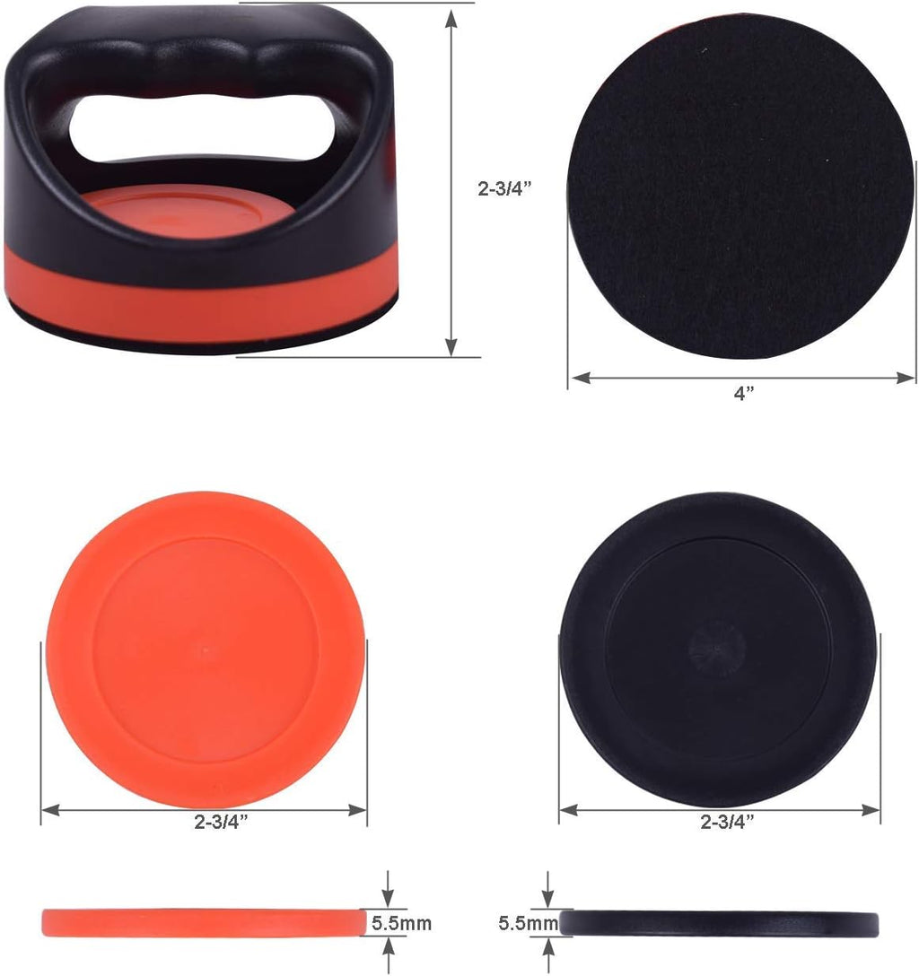 Plastic Air Hockey Strikers/Pushers, 2 PCS 4" Plastic Air Hockey Pushers and 4 PCS 2.75" Pucks Replacement for Game
