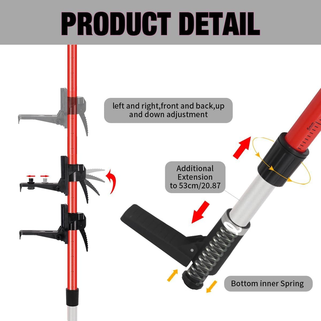 12 Ft./3.7M Telescoping Laser Level Pole, Adjustable Laser Pole with Tripod, 1/4"-20 and 5/8"-11 Threaded Adapter of