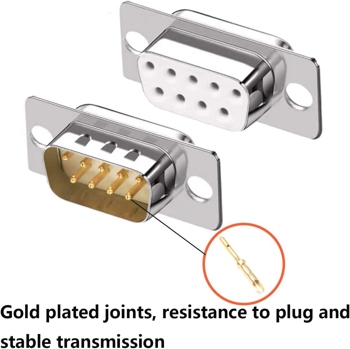 10PCS Gold Plated Joints DB9 RS232 D-SUB Serial Solder Cup Connectors