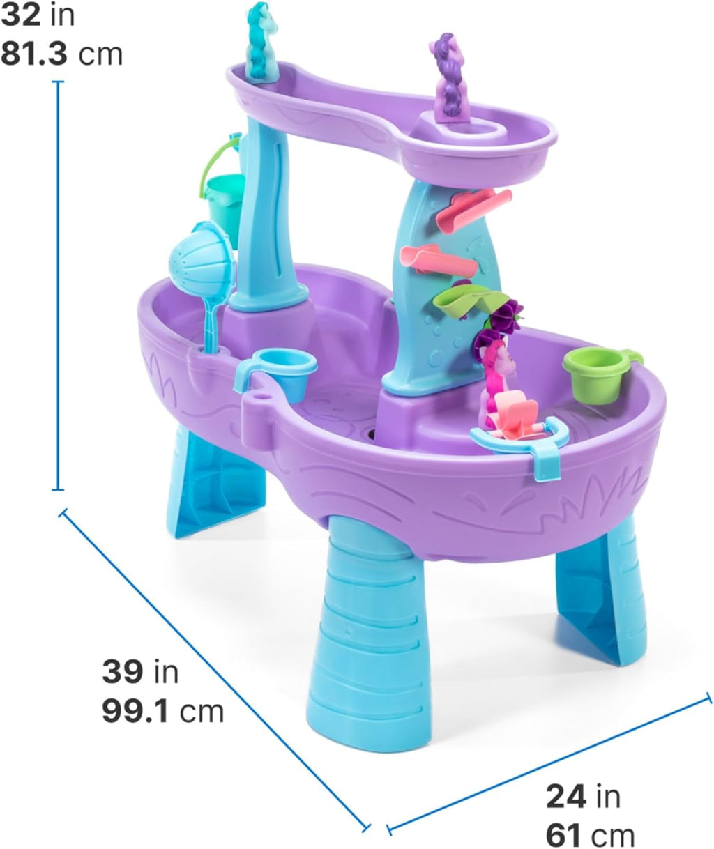 Step2 Rain Showers and Unicorns Water Table for Kids, Toddler Outdoor Sensory Play Table, 13 Accessories, Pink, Ages