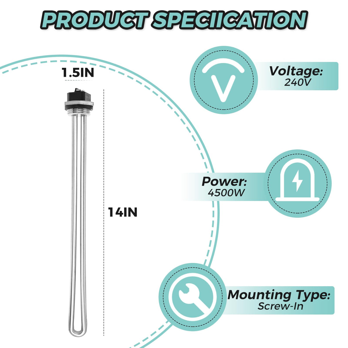 MOOTVGOO 2 Pack 100108283 Water Heater Element Replacement, 4500W 240V
