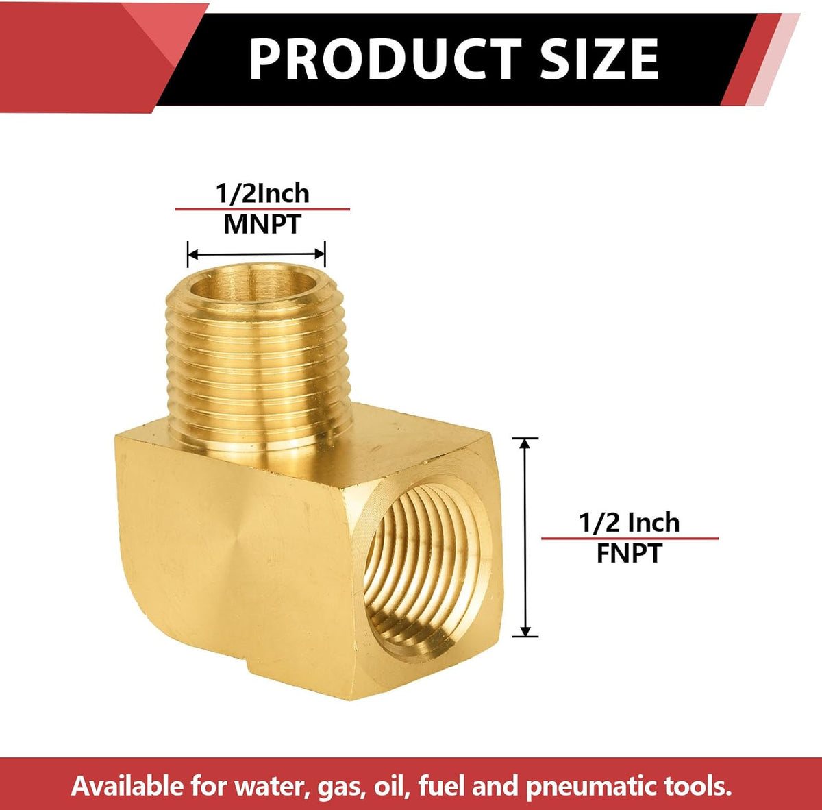5Pcs EFIELD 1/2"Extruded 90 Degree Brass Barstock Street Elbow(NPT129-5)