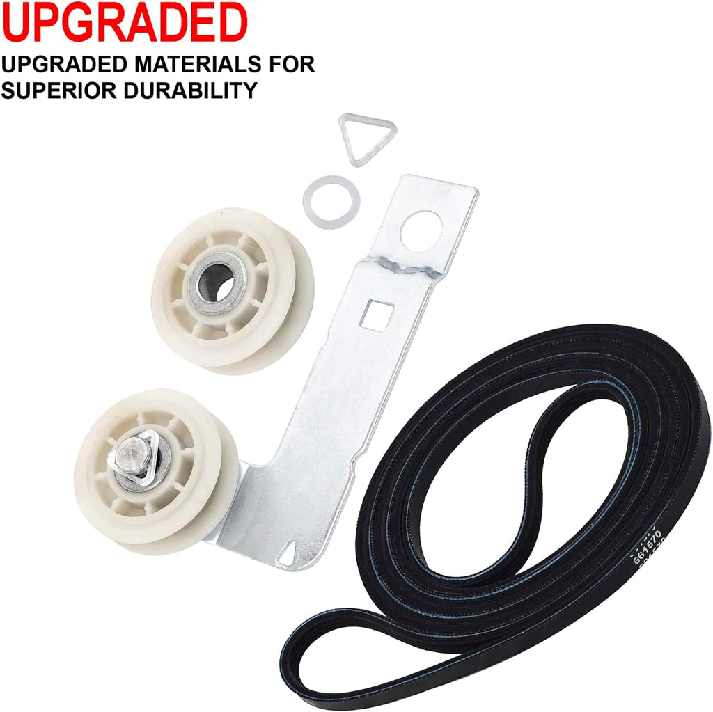 Upgraded Dryer Drum Belt Idler Pulley and Pulley Kit Replacement for Maytag MED8630HW0 MED8630HW1 MED9600SQ0 MED9700SB0 MED9700SQ0 MED9800TK0 MED9800TQ0 MET3800TW0 MET3800TW1 MET3800TW2 MET3800XW0