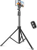 72" Phone Tripod, Extendable Cell Phone Tripod Stand, Selfie Stick with Wireless Remote and Phone Holder, Compatible