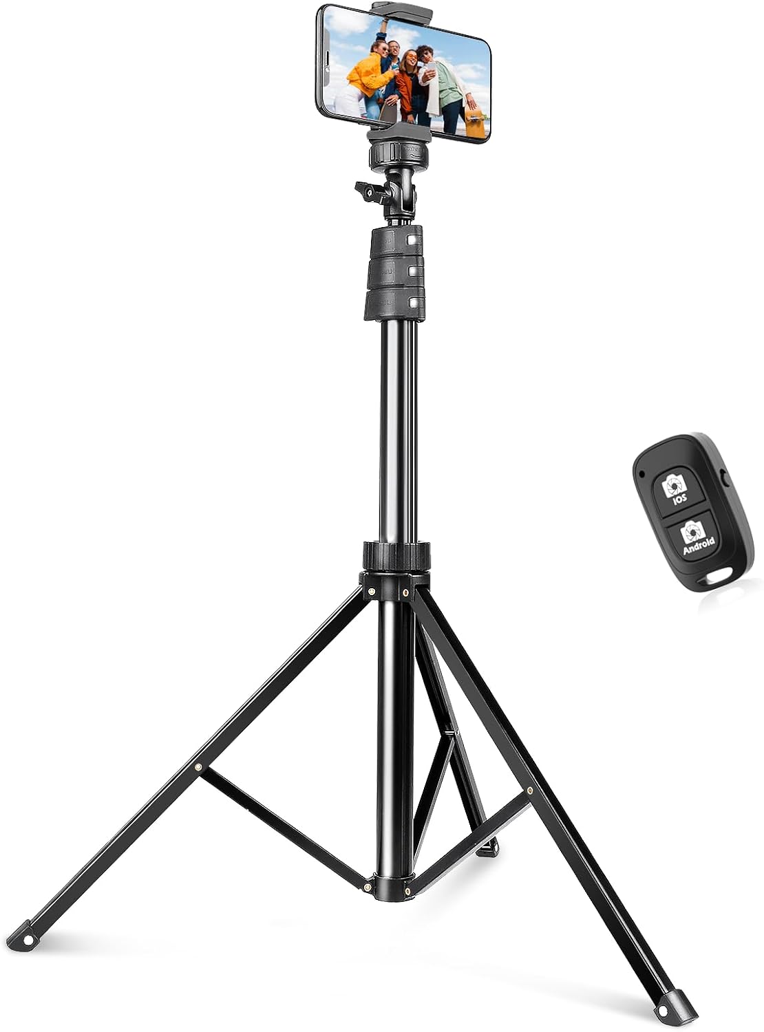 72" Phone Tripod, Extendable Cell Phone Tripod Stand, Selfie Stick with Wireless Remote and Phone Holder, Compatible