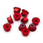 10pcs M4 Locking Flange Hex Nuts w/Nylon Insert Anodized Aluminum (Red)