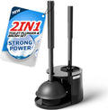 2in1 Toilet Brush and Plunger Set - Bathroom Bowl Holder Combo | 21" Extended, Apartment Must Haves, Accessories