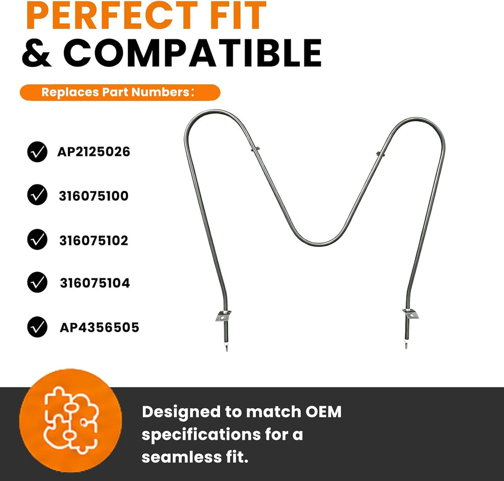 316075103 Oven Bake Element Compatible With Frigidaire Electric Range,Replacement AP2125026, 09990062, 316075100, 316075102, 316075104, 316282600, 3203534, AP4356505, F83-455