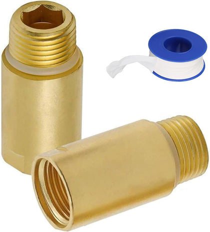 [2-pack] Upgrade Brass Pipe Plumbing Extender Adapter with Rubber O-ring, 1/2" NPT Male x 1/2" NPT Female Pipe