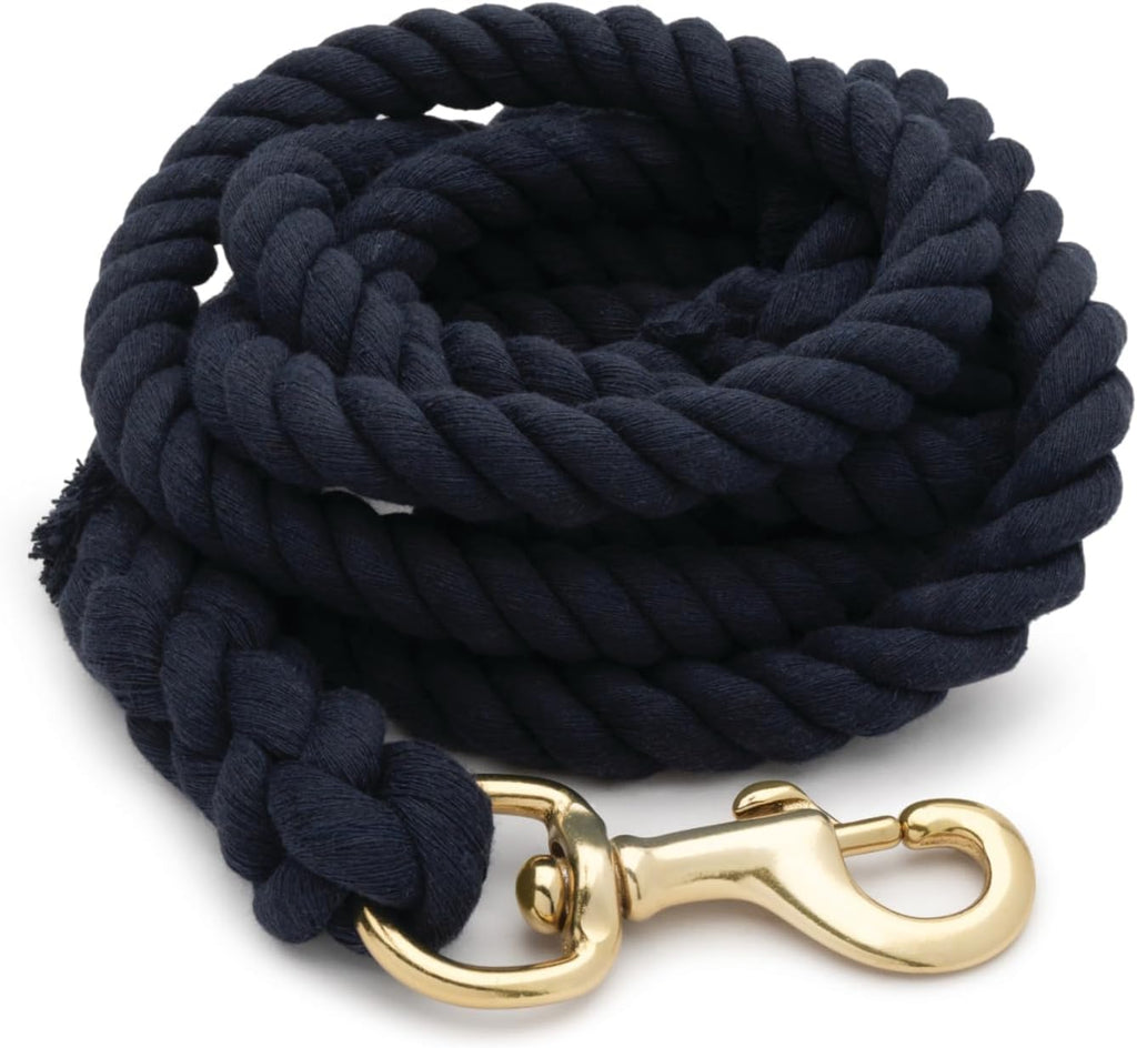 5/8" x 10 Cotton Lead Ropes for Horses Line with Brass Snap, Buckle, Soft, Comfortable Horse Lead Ropes for Training