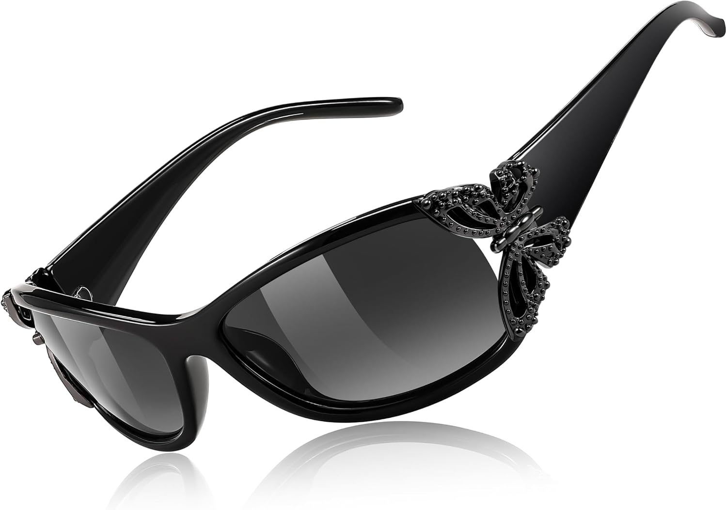 Y2K Women Polarized Sunglasses Butterfly Wrap Around UV400 Shades | Vintage 2000s Wrap Oval Sun Glasses, Ideal for
