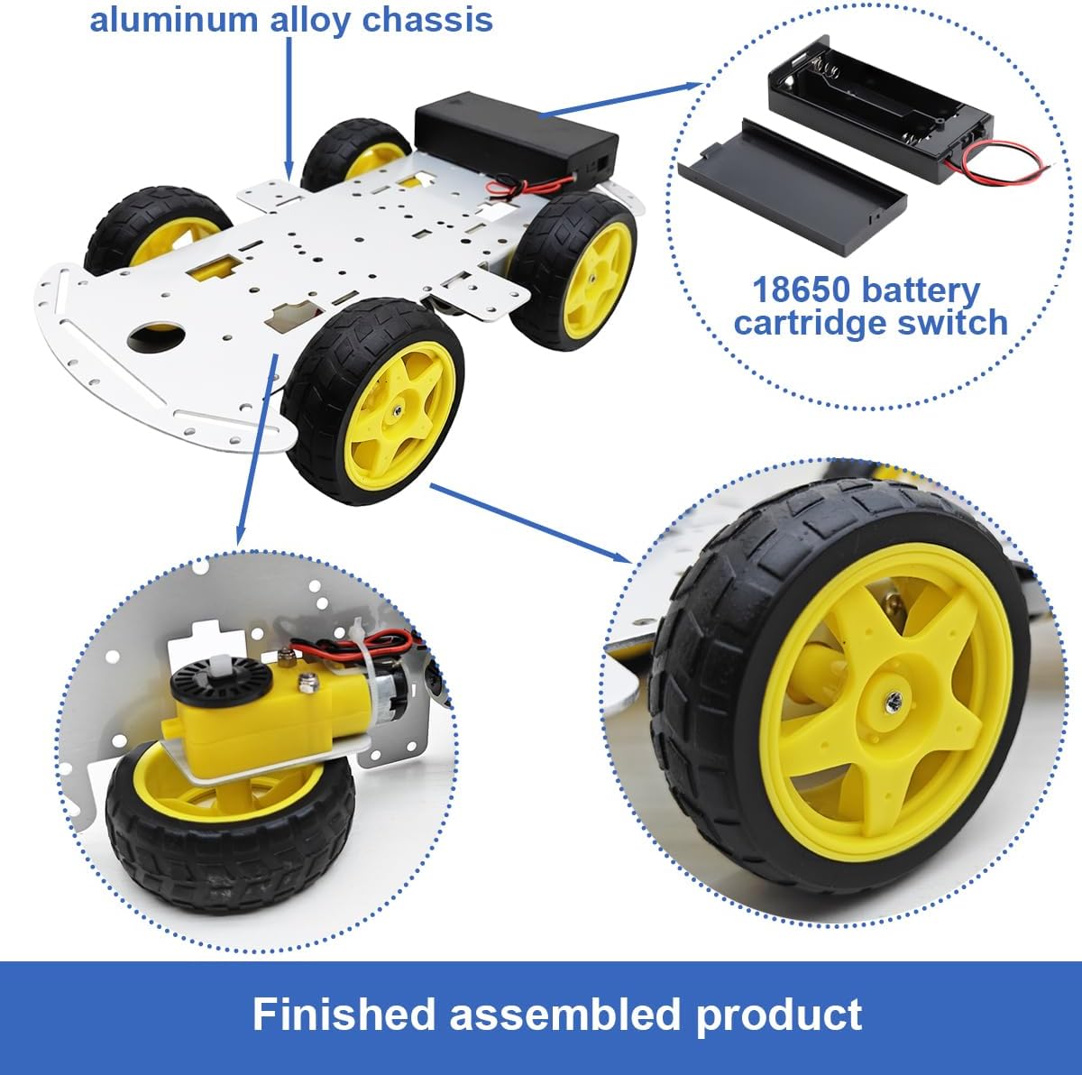 DIY Robot Smart Car Metal Chassis Kit 4WD Car Arduino Programming Kit with TT Motor Speed Encoder Learn