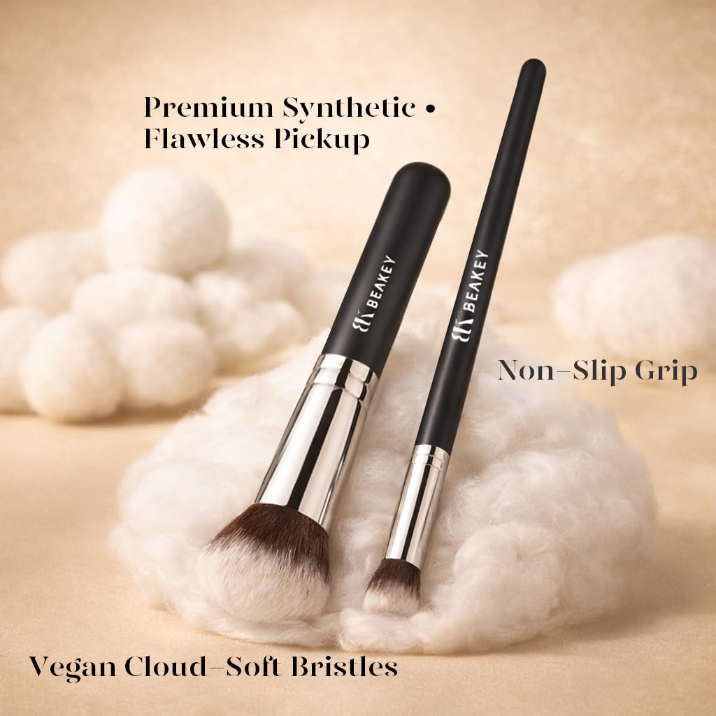 13PCS Makeup Brush Set with Case & 2 Sponges, 10 Brushes Full Face Kit, Beginner Friendly, Soft Synthetic Bristles