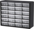 24-Drawer Plastic Storage Cabinet, 20"W x 6"D x 16"H, Black