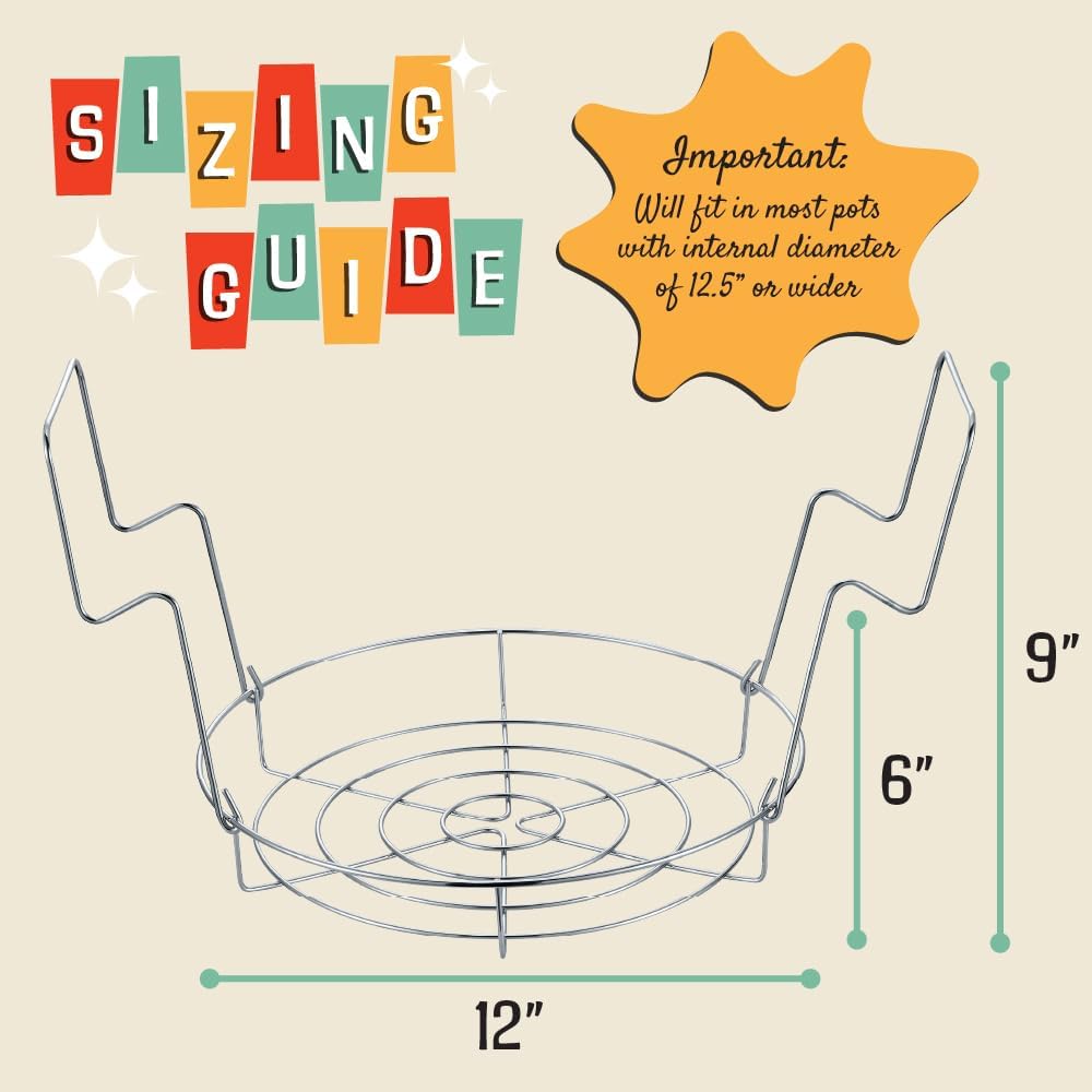 12" Stainless Steel Canning Rack. Holds 8 Pint or 7 Quart Jars. No Rust, Extra Stability. FITS IN POT WITH AT LEAST