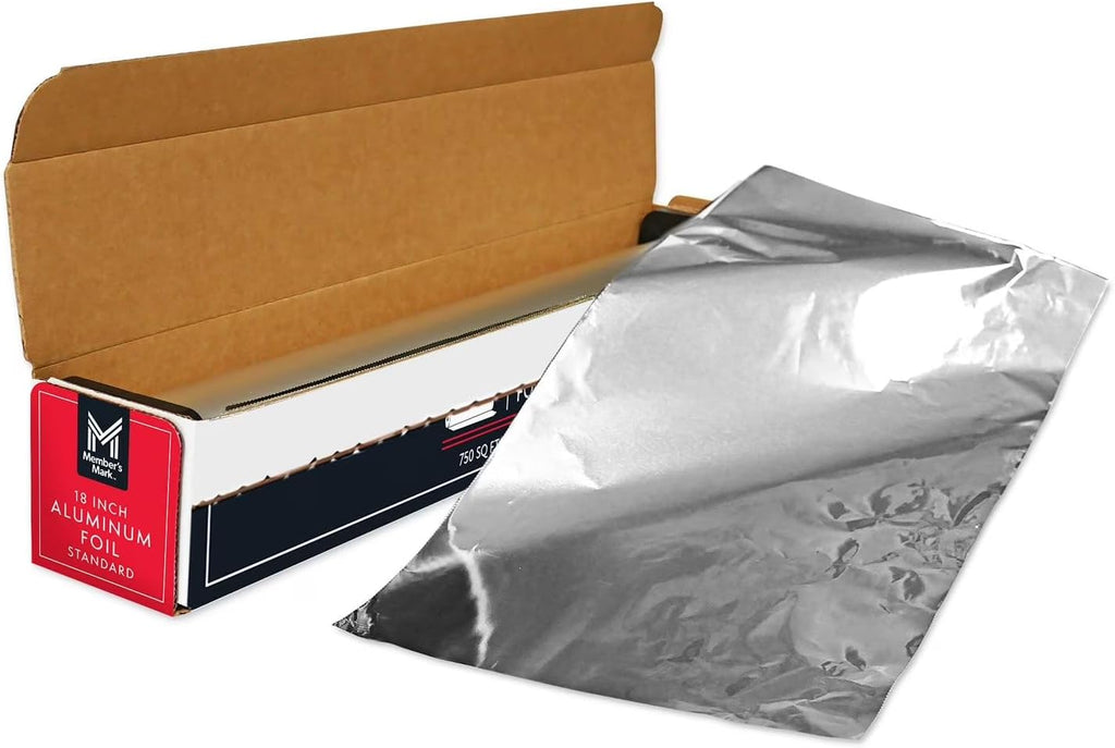 Member Marks Standard Foodservice Aluminum Foil, 18" x 500 ft - Heavy Duty Catering Tin Foil Roll with Integrated