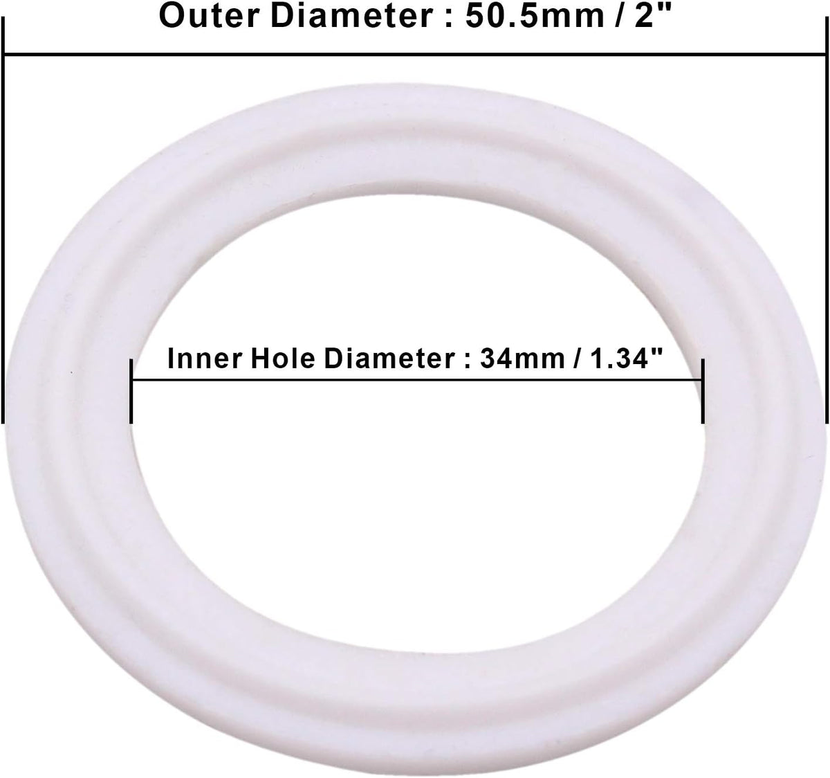 DERNORD PTFE (Teflon) Tri-Clamp Gasket O-Ring - 1.5 Inch Style Fits OD 50.5MM Sanitary Pipe Weld Ferrule (Pack of 20)