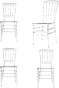 Set of 4 Stackable Chiavari Chairs, Clear Dining Chairs for Wedding Party