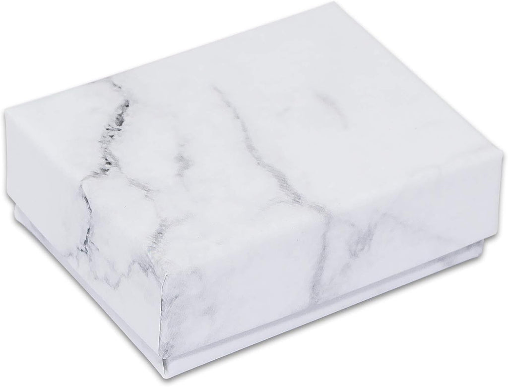 TheDisplayGuys 25 Cardboard Jewelry Gift Boxes with Inserts - Marble White