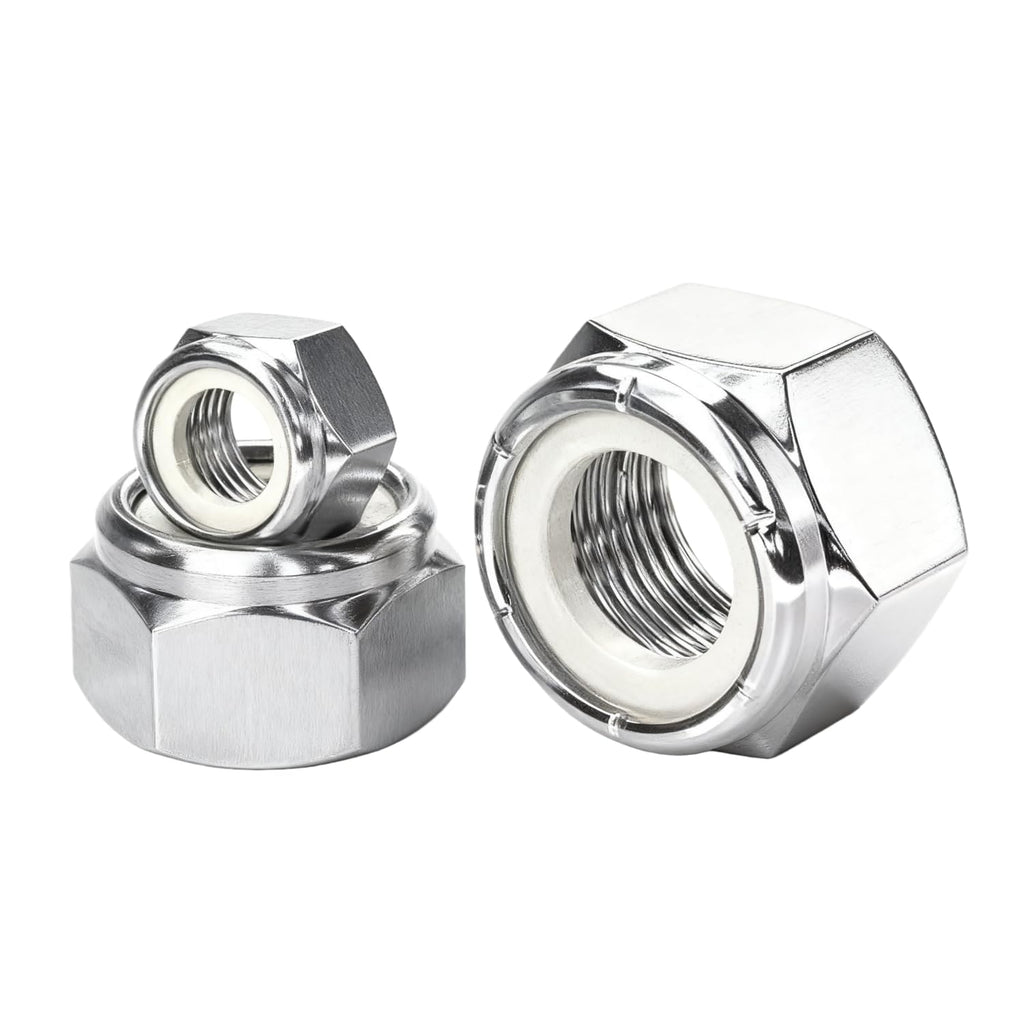 BOLDGNAITE 20pcs 1/2"-13 Nylon Insert Lock Nuts, 304 Stainless Steel Nylock Nuts, Inch SAE Coarse Thread Self-Locking Hex Nuts, Reusable Anti-Loose Corrosion Resistant