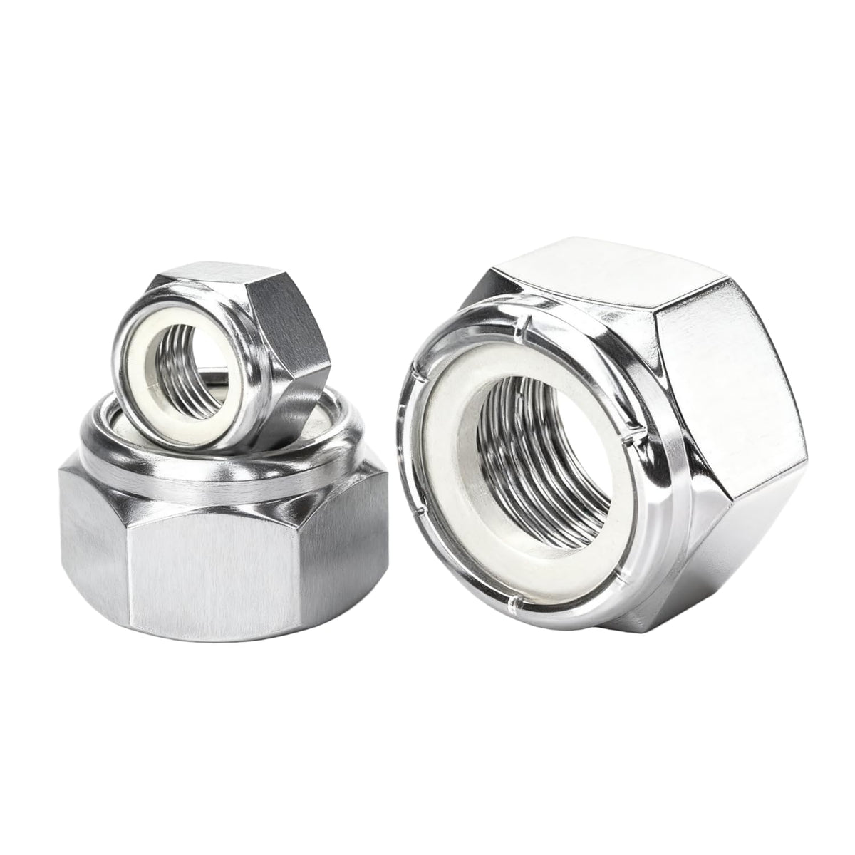 BOLDGNAITE 20pcs 1/2"-13 Nylon Insert Lock Nuts, 304 Stainless Steel Nylock Nuts, Inch SAE Coarse Thread Self-Locking Hex Nuts, Reusable Anti-Loose Corrosion Resistant